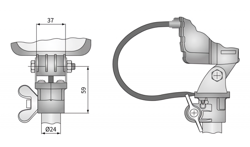 Adapter für Arbeitsscheinwerfer auf Aufsteckrohr